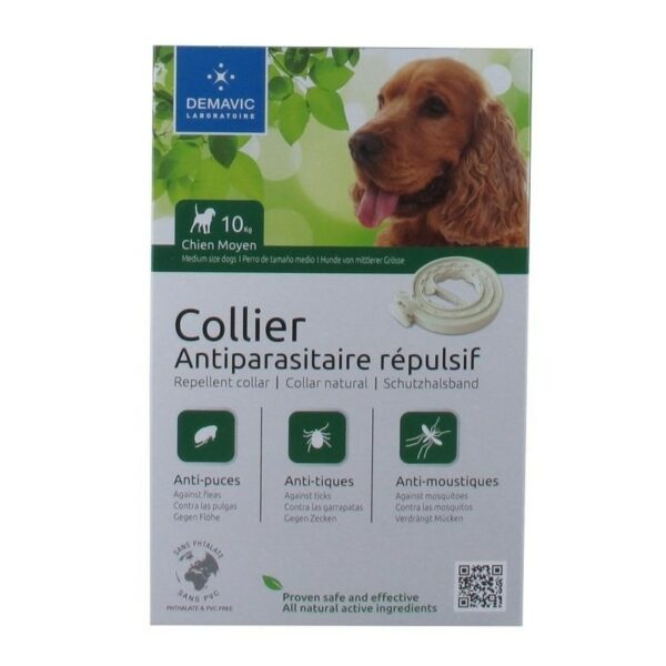 collier anti parasitaire insectifuge pour chien de taille moyenne